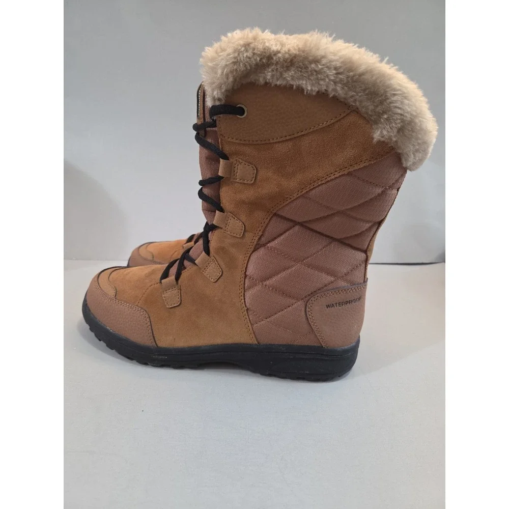 Columbia Boots Womens 10 Brown Ice Maiden II Waterproof Winter Lace Up Insulated